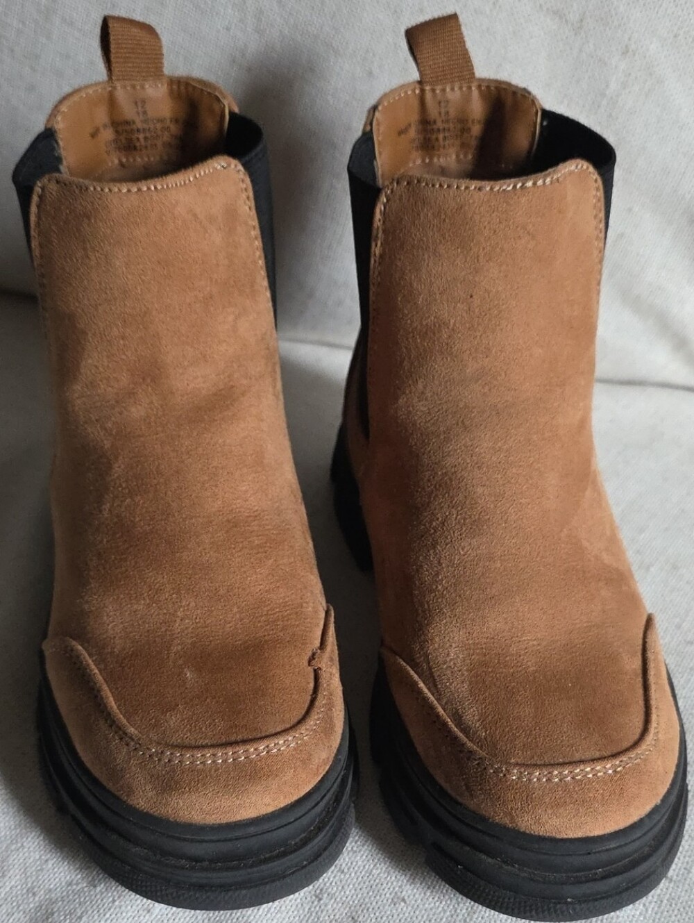 Girls Size 12: Tan Suede Chelsea Boots - Slip-On Style-dress Up Or Casual
